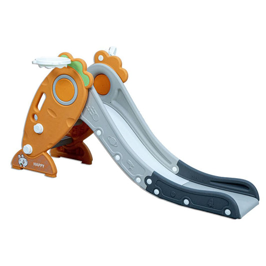 LITTLE TODDLER SMALL SIZE SLIDE WITH BASKETBALL HOOP ,ORANGE-GREY