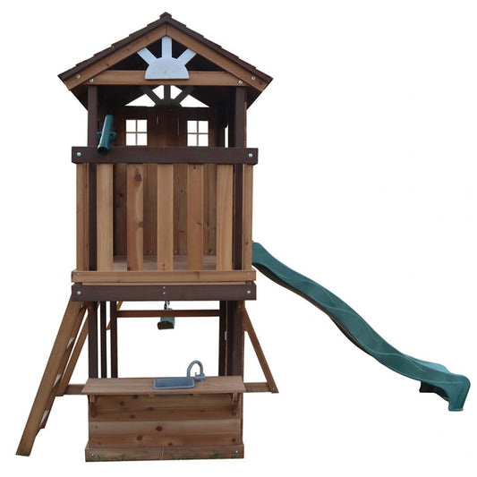 MOUNTPEAK - ELBRUS SWING SET & PLAYHOUSE WITH WOODEN ROOF