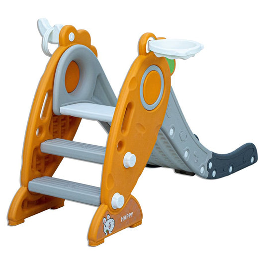 LITTLE TODDLER SMALL SIZE SLIDE WITH BASKETBALL HOOP ,ORANGE-GREY