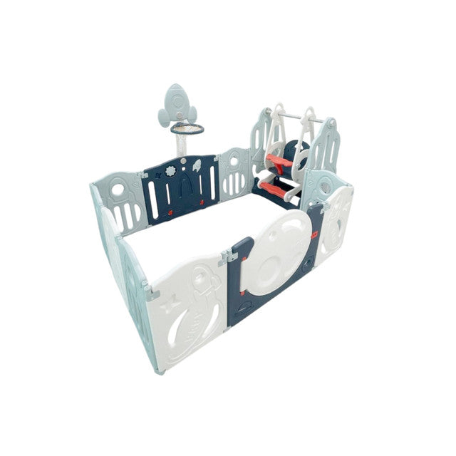 "FOLDABLE PLAYPEN 10 SIMPLE PANEL, 1 GAME PANEL, 1 DOOR "