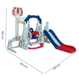 LITTLE TODDLER 4 IN 1 IPLAYGROUND WITH SLIDE - HEIGHT ADJUST SWING SET, SOCCER POST - BASKETBALL HOOP, BLUE - RED