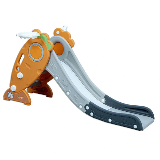 LITTLE TODDLER SMALL SIZE SLIDE WITH BASKETBALL HOOP , GREEN-GREY