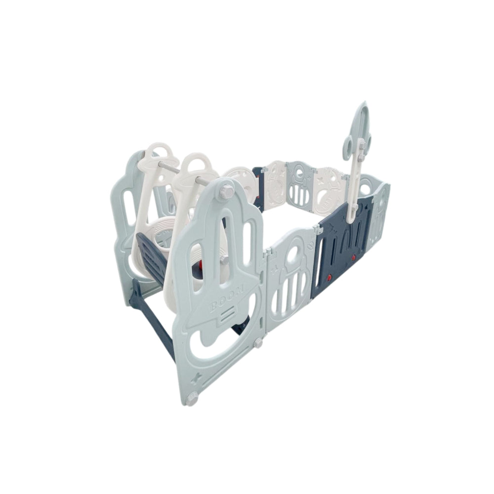 "FOLDABLE PLAYPEN 10 SIMPLE PANEL, 1 GAME PANEL, 1 DOOR "