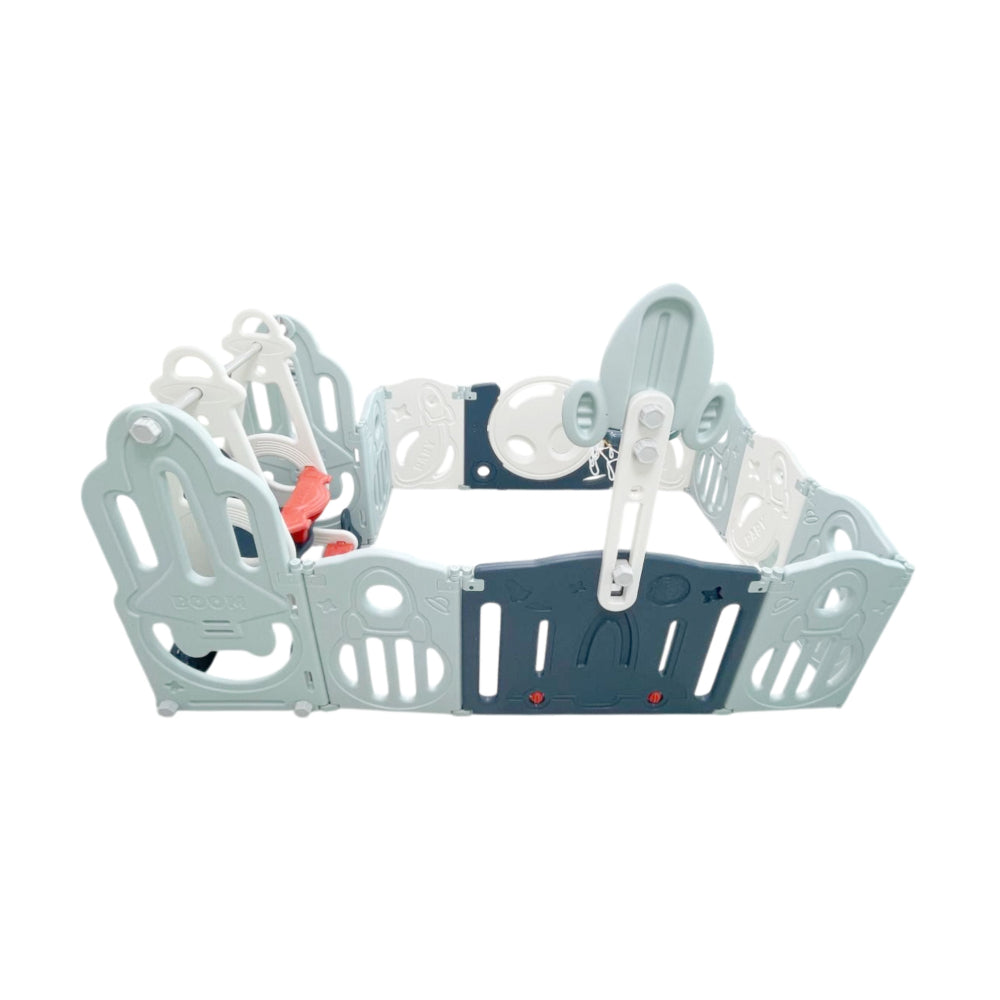 "FOLDABLE PLAYPEN 10 SIMPLE PANEL, 1 GAME PANEL, 1 DOOR "